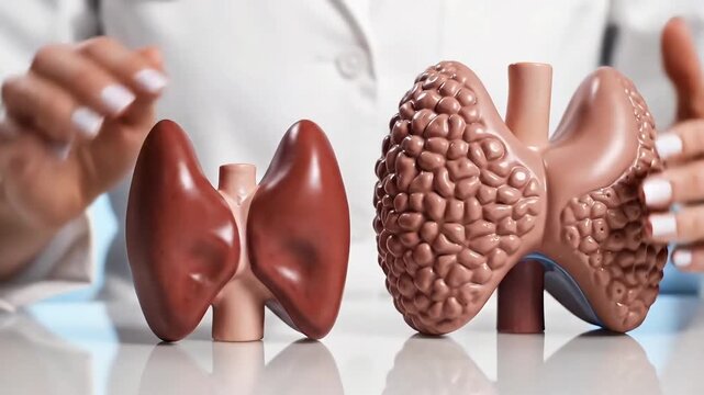 Doctor Explains Thyroid Gland Anatomy Using Anatomical Models.
