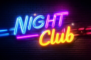 Obraz premium Vibrant Neon Nightclub Entrance with Lights and Disco Vibe