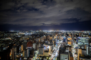 Obraz premium Aerial view of Sendai, Miyagi Prefecture, Japan