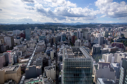 Aerial view of Sendai, Miyagi Prefecture, Japan