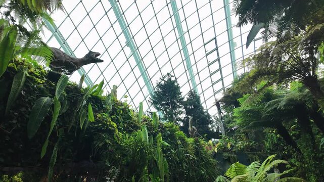 Cloud Forest at Gardens by the Bay in Singapore dinosaur model Jurassic World themed event