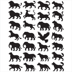 Wildlife Animal Silhouette Set &ndash; 30 Safari & Jungle Vector Icons, Editable SVG EPS PNG for Print & Branding