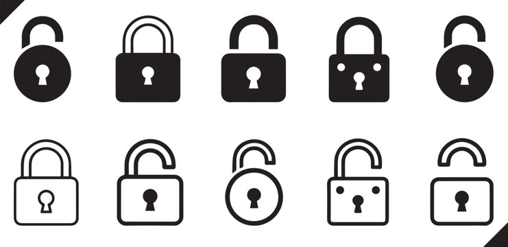 lock icon collection set locked icon symbol unlocked sign , security icon . open and closed 