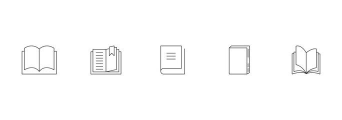 Set of linear icons of open and closed  books with paper pages. Vector illustration. © Agastya 897