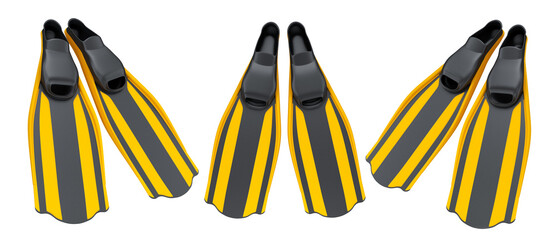 Set of diving flippers for summer holidays and snorkeling on white background. © Vasyl Onyskiv