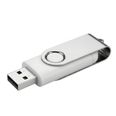 Silver USB Flash Drive isolated on transparent background
