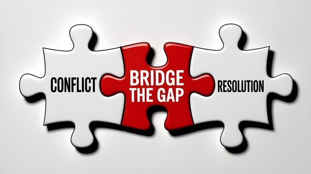 Bridge the Gap Puzzle Connecting Conflict and Resolution, Business Mediation Strategy, Problem Solving Approach, Partnership Agreement, Communication and Negotiation Success