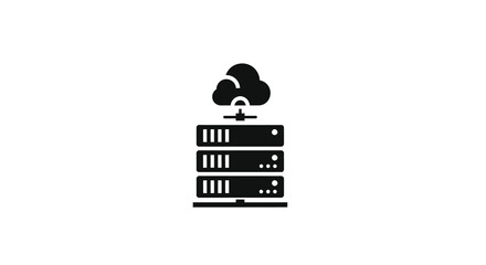 Data servers connected to a cloud a minimalist silhouette