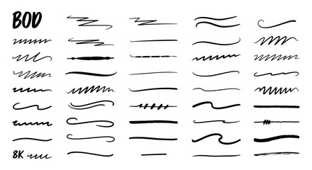 hand drawn underlines and scribbles diverse doodle lines for text emphasis creative graphic design and digital content.