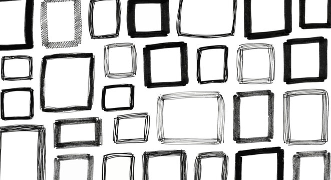 messy hand drawn frames and sketch borders pattern a collection of artistic black marker doodles for creative graphic design resources.