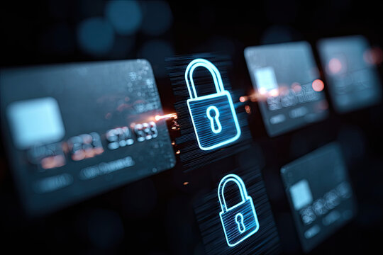 
The concept of secure online payments, including a fintech interface, bank transfers, encrypted transactions, data privacy, real-time confirmation, and secure payment gateways 