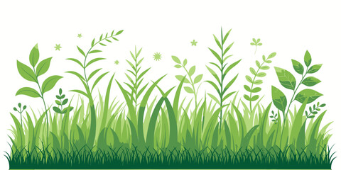 Obraz premium Lush green grass and plants growing naturally outdoors