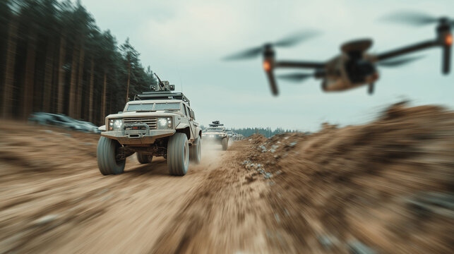 fpv drone chasing APC on battlefield