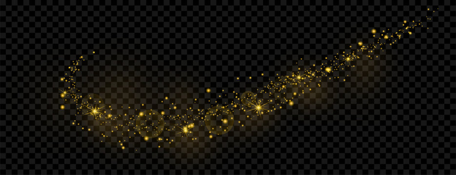golden stardust glitter particle flowing in wavy style
