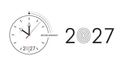 New Year 2027 Countdown Clock Approaching Midnight