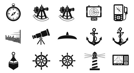 Navigation and sailing icons set. © sardi