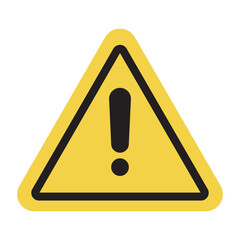 Warning caution triangle sign icon with exclamation mark isolated on transparent background.