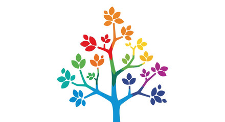 Obraz premium Abstract Rainbow Tree Vector Logo. Colorful Growth and Diversity Symbol.
