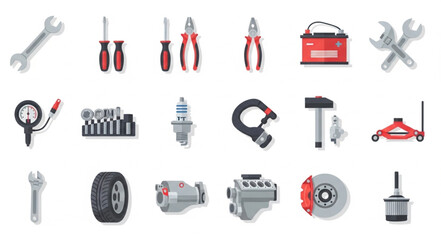 Obraz premium Assorted Tools and Automotive Parts.