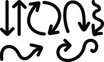 Obraz premium Diverse collection of black outline hand drawn arrows pointing in various directions and styles