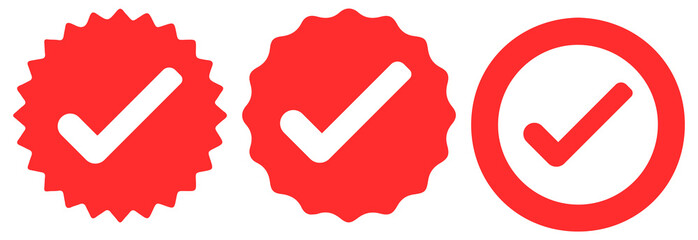 Red Check Mark Icons Set, Approved Verified Badge and Quality Confirmation Symbol © Tariqdigital