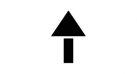 Black upward pointing arrow symbol on white background direction indicator navigation sign simple graphic element