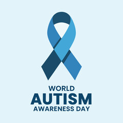 A vibrant blue ribbon with layered design represents world autism awareness day and support efforts