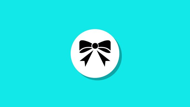 Simple bow icon animation on turquoise background, motion graphics clip