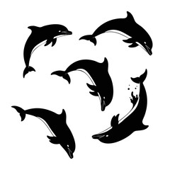 Dolphin Silhouette Vector Jumping Sea Animals © Sumaya's Design