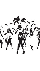 Energetic crowd silhouettes dancing in a vibrant party scene at night.