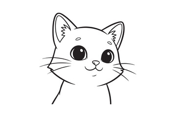 Obraz premium Cat coloring page for kids with cute kitten outline illustration
