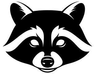 Minimalist Raccoon Face Vector Illustration, Wild Animal Head Silhouette Design, Raccoon Portrait Line Art for Nature Conservation and Wildlife Protection Projects.