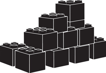 Naklejka premium Black Lego Blocks Stacked in a Pyramid Shape Design