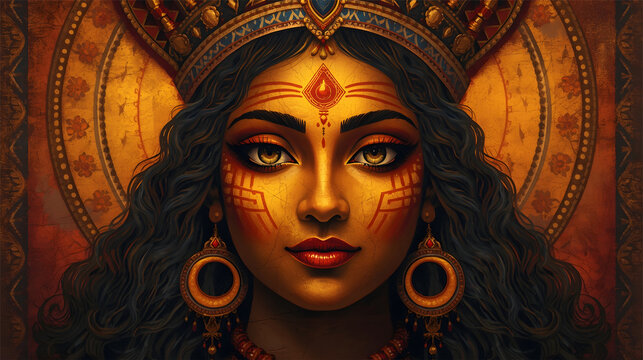 portrait of ancient maa durga