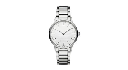 Elegant silver watch with oval face and metal band