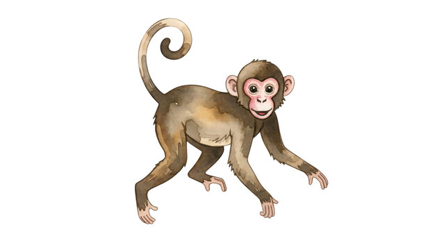 Small monkey with long tail and long tail standing on its hinds.