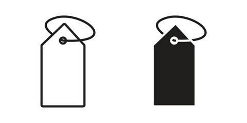 Label icon in black line style set. logotype designs