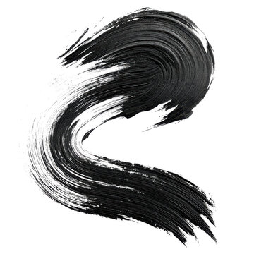 Black mascara brush stroke on black background abstract texture image, Png On White Background, Isolated on Transparent Background, Cut Out