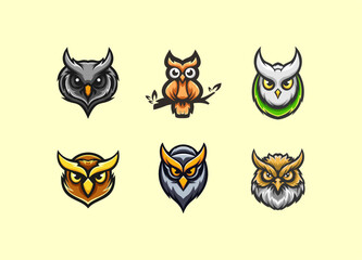 Fototapeta premium Fierce Owl Mascot and Logo Design Collection