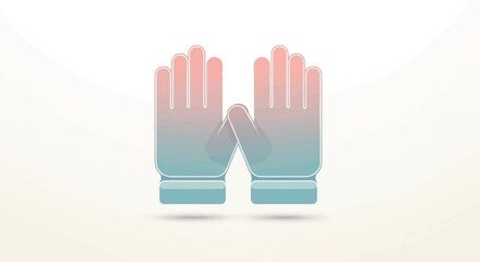 Obraz premium Two stylized gloves with a gradient of pink and blue on a white background