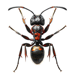 Black and orange insect with spikes on it back legs and legs.