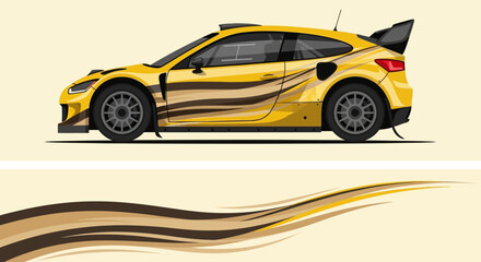 Sleek yellow sports car with dynamic sweeping lines and aerodynamic design. © AhzaArdiansyah