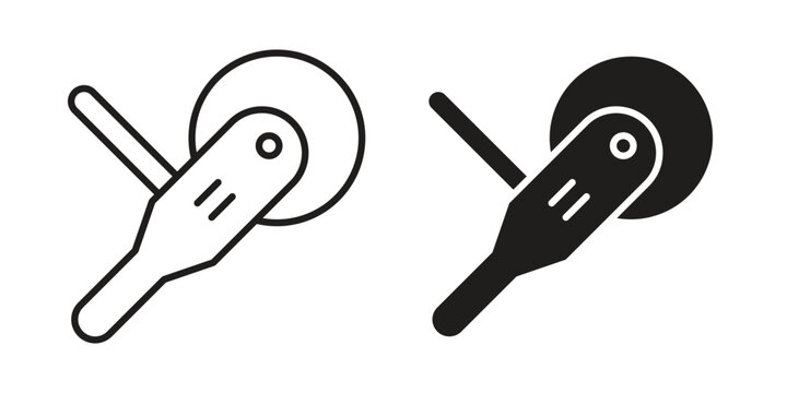 Polisher icon in black line style set. logotype designs