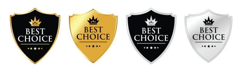 Best Choice Shield Badges &ndash; Premium Gold Black Silver Award Icons Set