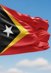 Naklejka premium Timor-Leste Flag in Bright Light