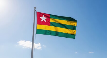 Togo Flag Waving Outdoors