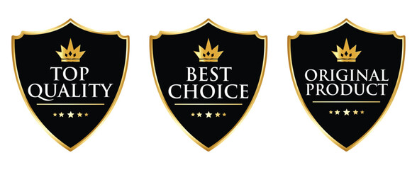 Top Quality Shield Badges: Best Choice Original Product Guarantee Icons