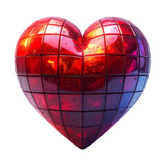 Heart shaped object on black background with red and yellow light coming.