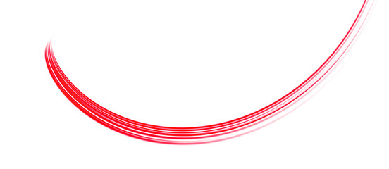 Red glowing light trail motion effect with curved wave line elements
