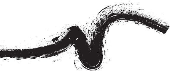 Grunge brush stroke banner with rough edges- abstract paint stroke for typography overlay. Swirl brush stroke strip for web header or cover design. Textured element for design template , social media. © miloje